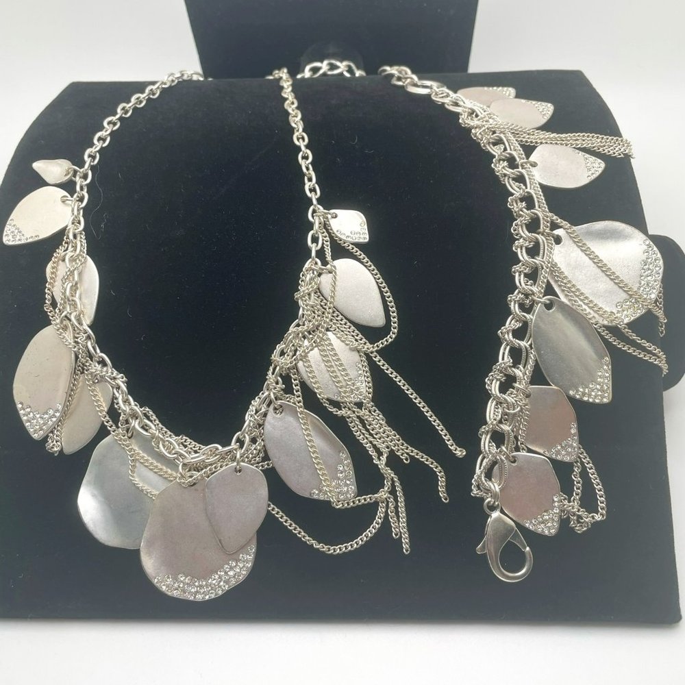 Brass Princess Necklace and Bracelt with charms and chrystal stone accents. NWT